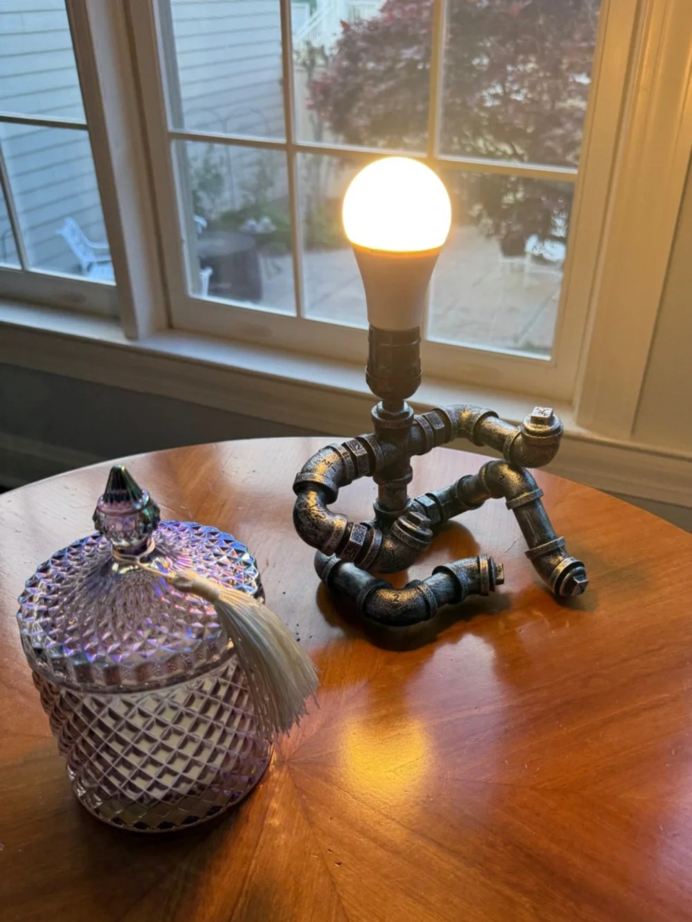 Metal Pipe Sitting Man Desk Table Lamp Light Metal Art Funky Deco Man Cave